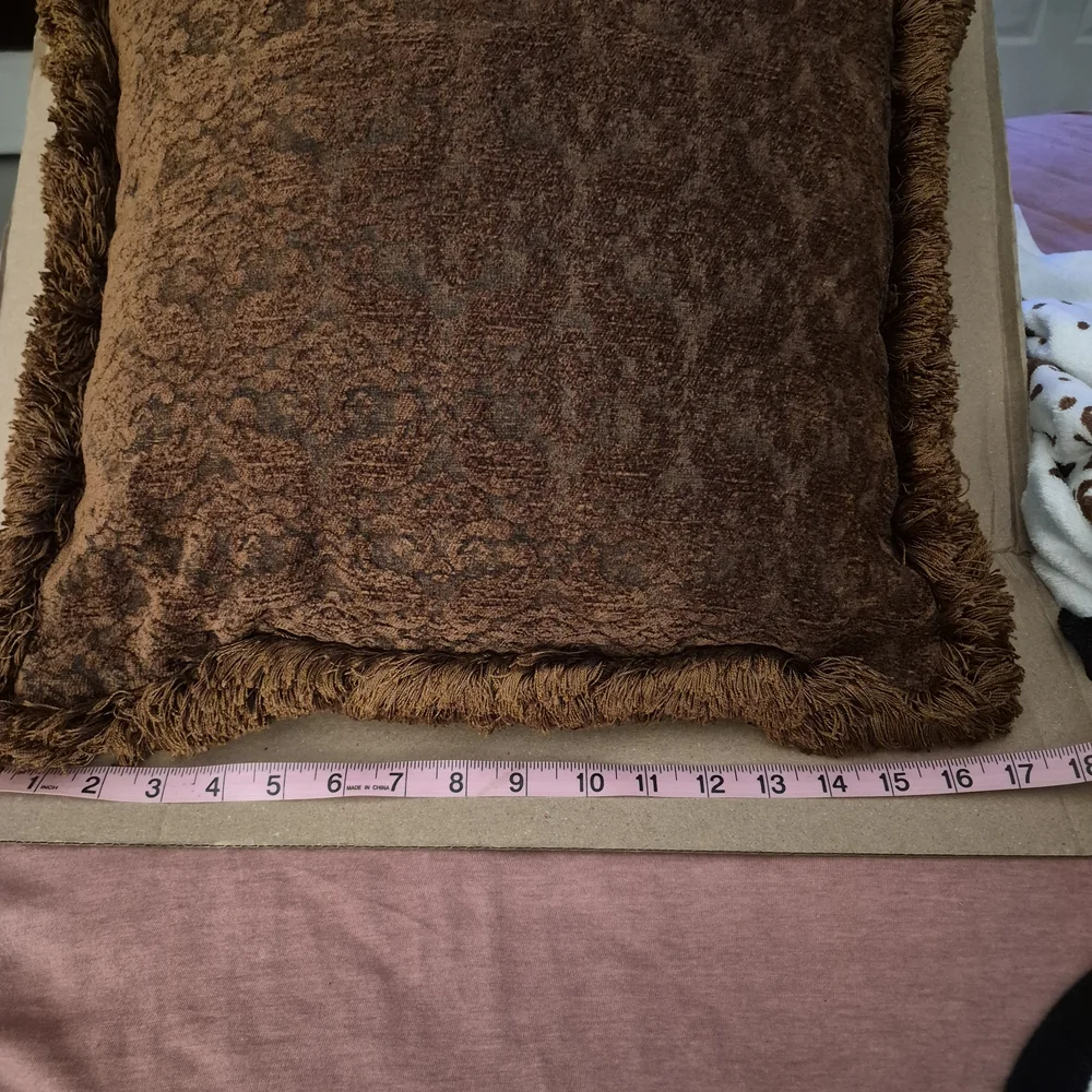 Borgata Textured Brown Decorative Throw Pillow with Fringe